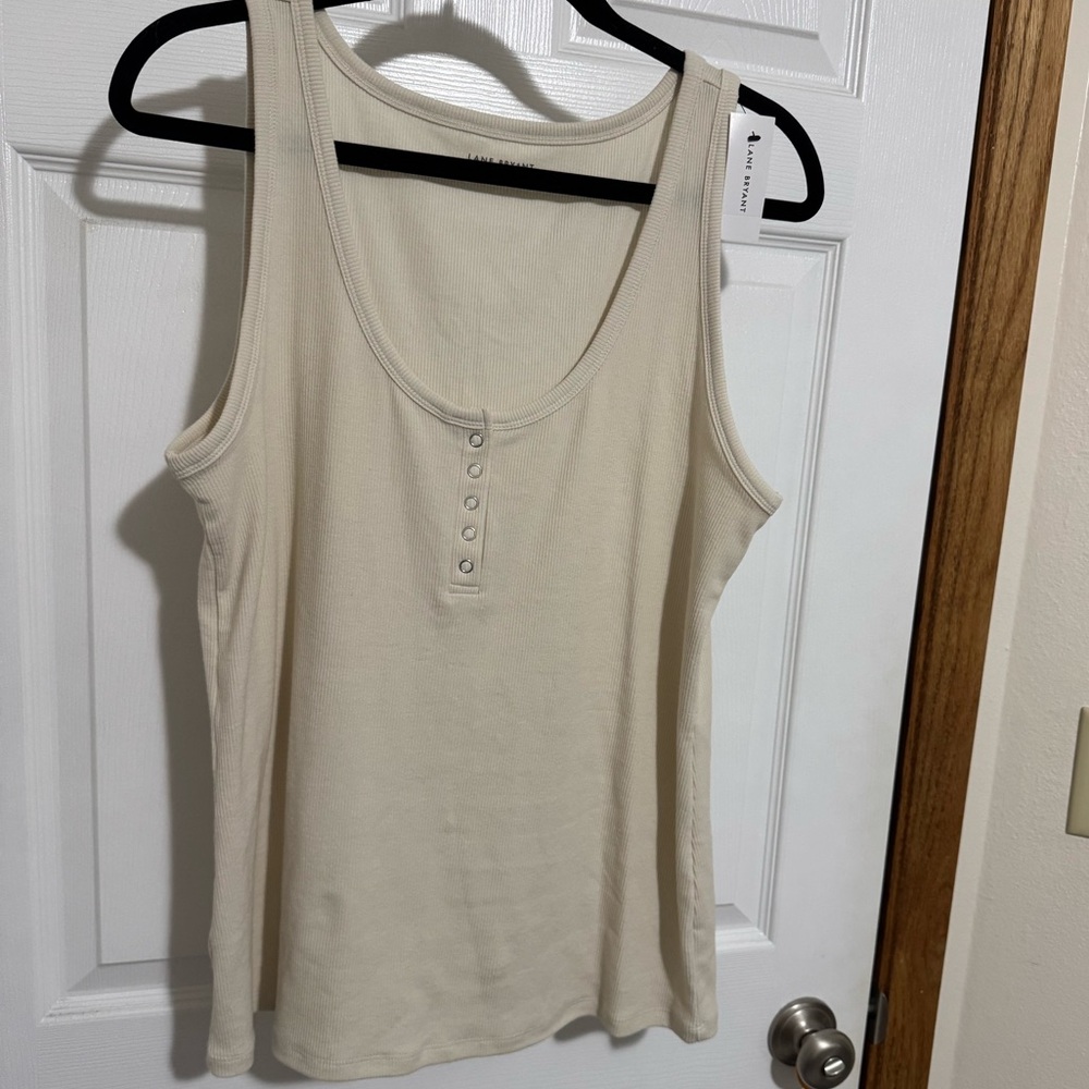 Lane Bryant Cream Tank Top with Button Detail